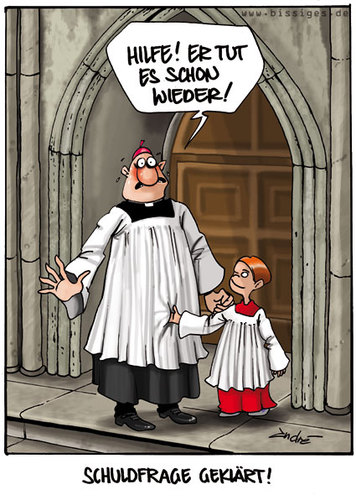 Cartoon: Schuldfrage (medium) by andre sedlaczek tagged kirche,missbrauch,minestrant,priester,unschuldslamm