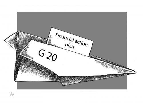 Cartoon: G 20 (medium) by Nizar tagged 20,george,bush,usa,financial,action,plan,leader,world,economy,new,trade,restrictions,summit,global,system,g20,washington,usa,amerika,finanzgipfel,wirtschaft,gipfel,wirtschaftsmacht,dollar,geld,finanzen,obdachlosigkeit,obdachlos,armut,rezession,konjunktur,krise,bank,banken,finanzkrise,wirtschaftskrise,george bush,wasserfall,untergang,handel,george,bush