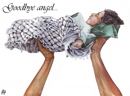 Cartoon: Goodbye angel (medium) by Nizar tagged gaza,baby