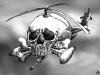 Cartoon: Helicopter (small) by Nizar tagged battleplane fighter warplane piracy terrorism terrorist assassination kill army hero troops helicopter attack apache skull