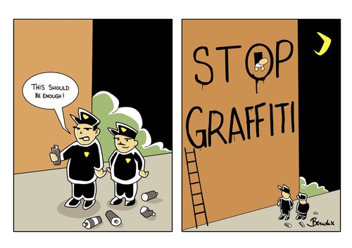 Cartoon: Stop Graffiitti Revised (medium) by Playa from the Hymalaya tagged graffitti,police,polizei,spray,sprühen,wall,writing