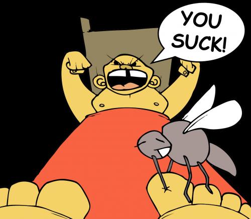 Cartoon: You suck! (medium) by Playa from the Hymalaya tagged midge,gnat,suck,blood,insect,angry,man