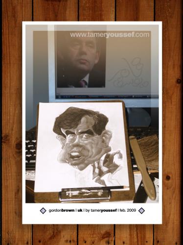 Cartoon: Gordon Brown (medium) by tamer_youssef tagged gordon,brown,uk,politics,great,britain,united,kigdom,england,catoon,caricature,portrait,pencil,art,sketch,by,tamer,youssef,egypt