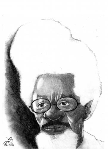 Cartoon: Wole Soyinka (medium) by tamer_youssef tagged wole,soyinka,nobel,prize,winner,in,literature,1986,nigeria,culture,catoon,caricature,portrait,pencil,art,sketch,by,tamer,youssef,egypt