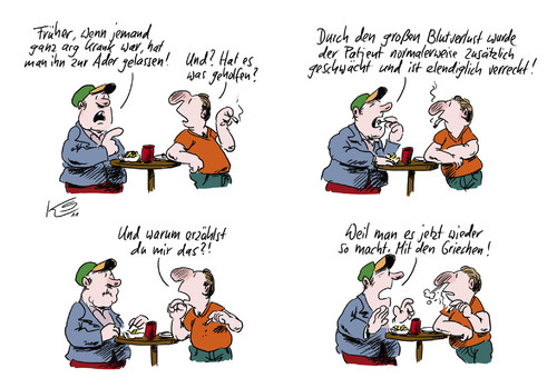 Cartoon: Aderlass (medium) by Stuttmann tagged griechenland,pleite