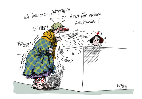 Cartoon: Attest (medium) by Stuttmann tagged krankschreibung,arbeitgeber,attest
