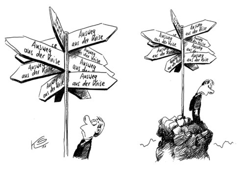 Cartoon: Ausweg (medium) by Stuttmann tagged krise,ausweg,ausweg,krise