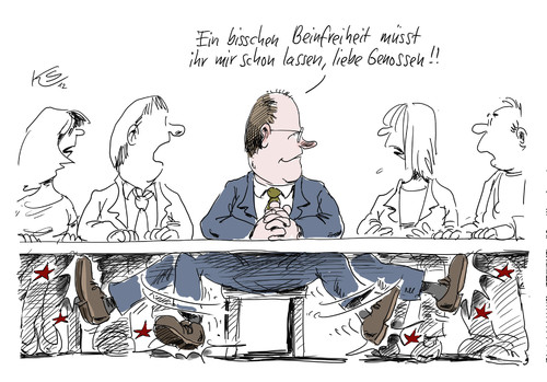 Cartoon: Beinfreiheit (medium) by Stuttmann tagged steinbrück,spd,kanzler,kandidat,wahlen,2012,bundestagswahlen,beinfreiheit