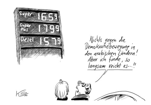 Cartoon: Benzinpreis (medium) by Stuttmann tagged benzinpreise,erdöl,öl,libyen,gaddafi,benzinpreise,erdöl,öl,libyen,gaddafi