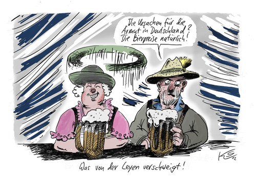 Cartoon: Bierpreise (medium) by Stuttmann tagged altersarmut,leyen,bierpreise,oktoberfest