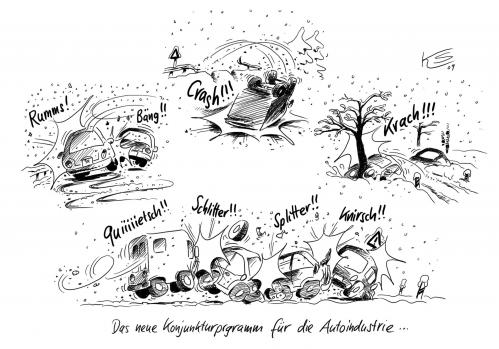 Cartoon: Crash (medium) by Stuttmann tagged winter,schnee,eis,automobilindustrie,absatzkrise,wirtschaftskrise,rezession,winter,schnee,eis,automobilindustrie,automobil,autos,auto,fahrzeug,autofahren,autofahrer,absatzkrise,wirtschaftskrise,rezession,konjunktur,wirtschaft,geld,finanzen,verkehr,glätte,crash,unfall,autounfall,verkehrsunfall,industrie,autoindustrie