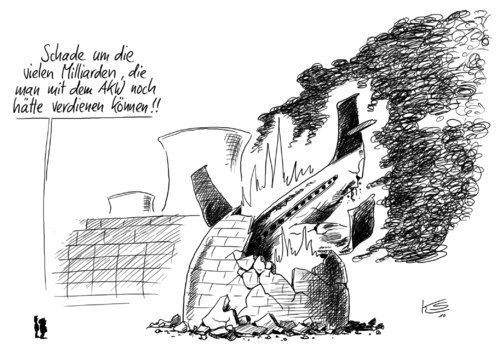 Cartoon: Crash (medium) by Stuttmann tagged atomkraft,akw,laufzeiten,energiepolitik,luftsicherheit,meiler,atomkraft,akw,laufzeiten,energiepolitik,luftsicherheit,meiler