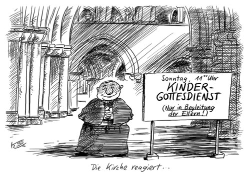 Cartoon: Die Kirche reagiert... (medium) by Stuttmann tagged kirche,kindesmissbrauch,sexualität,canisius,colleg,jesuiten,kirche,kindesmissbrauch,sexualität,canisius,college,jesuiten,relgion,glaube,mißbrauch