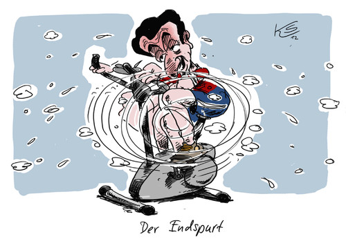 Cartoon: Endspurt (medium) by Stuttmann tagged sarkozy,frankreich