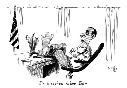 Cartoon: Ente (medium) by Stuttmann tagged ente,obama,usa,elections,lame,duck,ente,barack obama,usa,wahl,wahen,kongress,tea party,barack,obama,tea,party