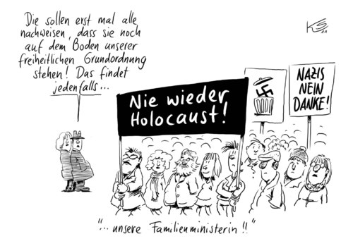 Cartoon: Extremismusklausel (medium) by Stuttmann tagged extremismusklausel,nazis,nazis,extremismusklausel