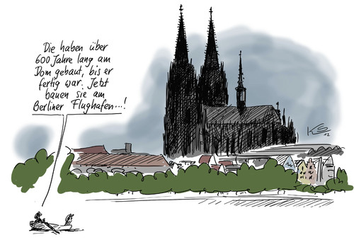 Cartoon: Flughafen Berlin Brandenburg (medium) by Stuttmann tagged flughafen,berlin,brandenburg,wowereit,platzeck