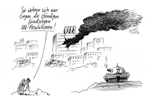 Cartoon: Gegenwehr (medium) by Stuttmann tagged un,resolutionen,gaza,israel,palästina,un,vereinte nationen,resolutionen,gaza,israel,palästina,krieg,gewalt,bomben,zerstörung,krise,konflikt,militär,soldaten,abwehr,gegenwehr,vereinte,nationen