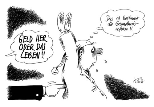Cartoon: Geld her! (medium) by Stuttmann tagged gesundheitsreform