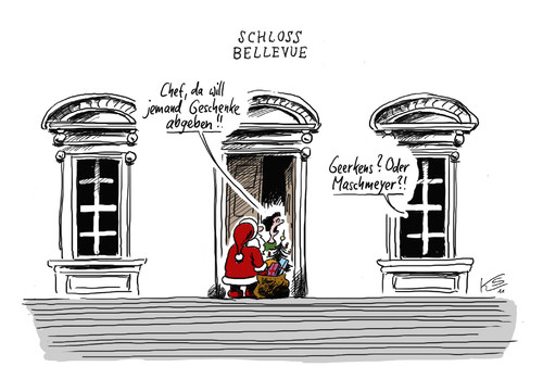 Cartoon: Geschenke (medium) by Stuttmann tagged maschmeyer,geerkens,wulff,privatkredit