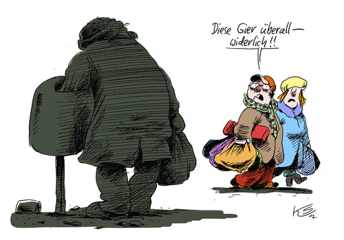 Cartoon: Gier (medium) by Stuttmann tagged armut