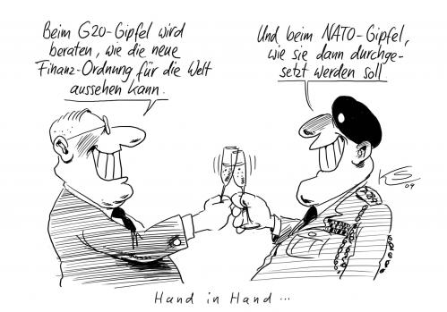 Cartoon: Hand in Hand (medium) by Stuttmann tagged nato,tagung,g20,gipfel,summit,london,straßburg,banken,finanzkrise,wirtschaftskrise,hand,cartoon,cartoons,tagung,g20,gipfel,summit,london,straßburg,banken,bank,wirtschaftskrise,finanzkrise,wirtschaft,finanzen,geld,schulden,pleite,ordnung,hand in hand,hand,in