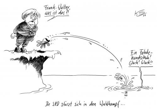 Cartoon: Handschuh (medium) by Stuttmann tagged merkel,steinmeier,wahlkampf,fehdehandschuh,wahlen,angela merkel,frank walter steinmeier,wahlkampf,wahl,wahlen,angela,merkel,frank,walter,steinmeier