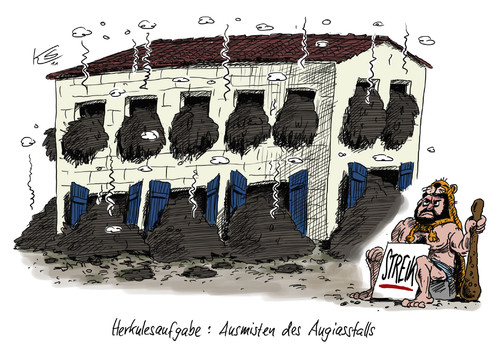 Cartoon: Herkules (medium) by Stuttmann tagged griechenland,pleite,cut,schuldenschnitt,streik
