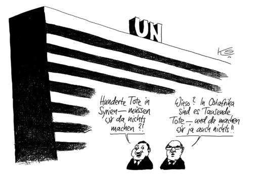 Cartoon: Hunderte Tote (medium) by Stuttmann tagged tote,syrien,afrika,un