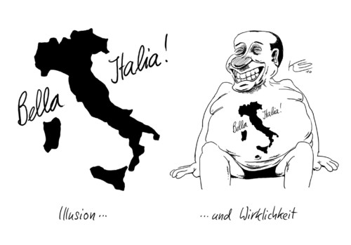 Cartoon: Illusion (medium) by Stuttmann tagged italia,berlusconi,silvio berlusconi,wirklichkeit,illusion,italien,silvio,berlusconi