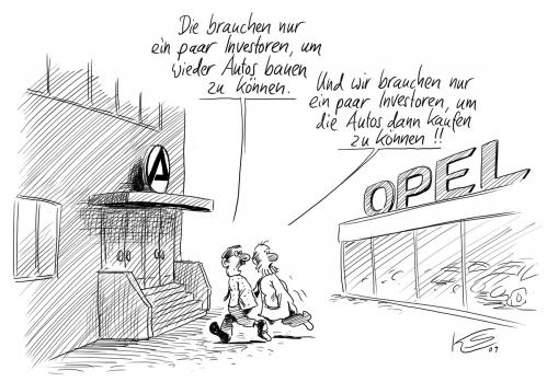 Cartoon: Investoren (medium) by Stuttmann tagged autoindustrie,investoren,opel,bürgschaften,rettungspakete,wirtschaftskrise,rezession,cartoon,cartoons,auto,autos,industrie,autoindustrie,automobilindustrie,investor,investoren,opel,bürgschaften,bürgschaft,rettungspakete,wirtschaftskrise,rezession,wirtschaft,finanzkrise,pleite,bankrott