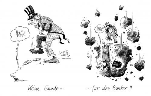 Cartoon: Keine Gnade (medium) by Stuttmann tagged finanzkrise,banken,bankensterben,fusionen,wirtschaftskrise,kredite,subprime,wall,street,banker,federal,zentralbanken,rettung,rettungspaket,bürgschaften,pleiten,usa,finanzkrise,finanzmarkt,wirtschaftskrise,krise,bank,banken,bankenkrise,fusion,bankensterben,kredite,wall street,subprime,lehmann brothers,rettung,rettungspaket,zentralbank,bürgschaft,usa,pleite,bankrott,hilfe,unterstützung,uncle sam,us,amerika,geld,aktien,börse,wall,street,lehmann,brothers,uncle,sam,banker,gnade