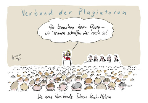 Cartoon: Keine Quote (medium) by Stuttmann tagged silvana,koch,mehrin,fdp,doktorarbeit,frauequote,quote,plagiat,silvana koch,mehrin,fdp,doktorarbeit,frauequote,quote,plagiat,silvana,koch