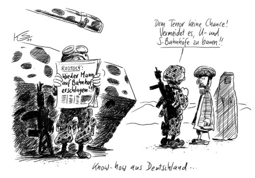 Cartoon: Know how (medium) by Stuttmann tagged knowhow,terroristen,gewalt,deutschland,knowhow,terroristen,gewalt,deutschland,terror,bahnhof
