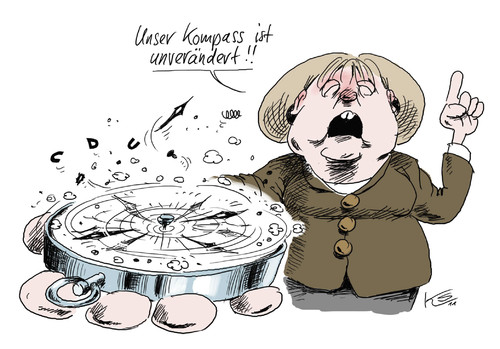 Cartoon: Kompass (medium) by Stuttmann tagged cdu,merkel