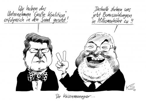 Cartoon: Krisenmanager (medium) by Stuttmann tagged schleswig,holstein,koalition,cdu,spd,kiel,carstensen,stegner,nonnenmacher,hsh,nordbank,schleswig holstein,koalition,cdu,spd,kiel,stegner,hsh,nordbank,nonnenmacher,manager,krise,krisenmanager,bank,banken,finanzen,schleswig,holstein