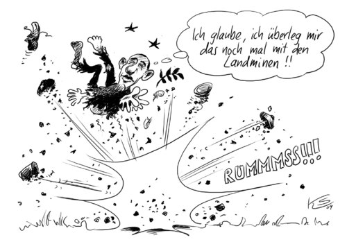 Cartoon: Landminen (medium) by Stuttmann tagged landminenverbot,obama,usa,landminenverbot,barack obama,usa,barack,obama
