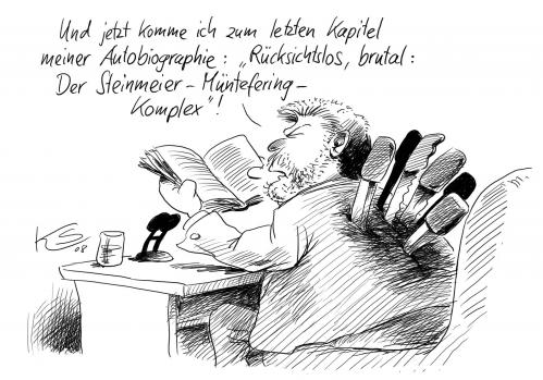 Cartoon: Letztes Kapital (medium) by Stuttmann tagged beck,parteivorsitzender,spd,rücktritt,autobiographie,müntefering,steinmeier,franz müntefering,frank steinmeier,spd,parteivorsitzender,vorsitzender,rücktritt,autobiographie,biographie,kurt beck,partei,parteien,literatur,lesen,schreiben,schriftsteller,autor,franz,müntefering,frank,steinmeier,kurt,beck