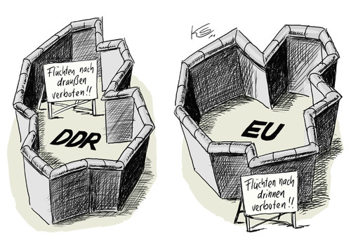 Cartoon: Mauern (medium) by Stuttmann tagged mauer,berlin,ddr,flüchtling