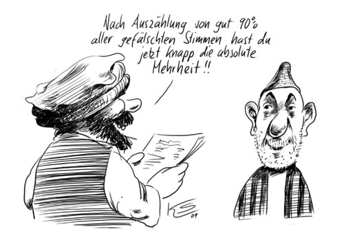 Cartoon: Mehrheit (medium) by Stuttmann tagged afghanistan,wahlen,karzai,afghanistan,wahlen,wahl,karzai,abstimmung,mehrheit,auszählung,stimmzettel