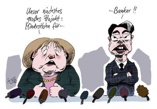 Cartoon: Mindestlohn (medium) by Stuttmann tagged mindestlohn,banker