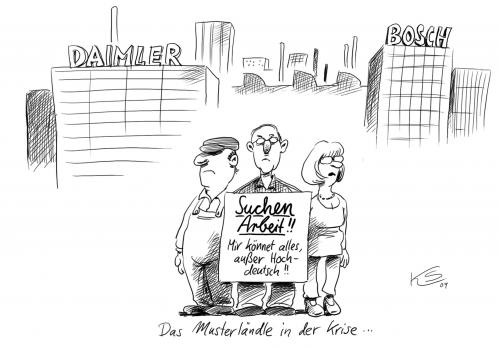 Cartoon: Musterländle (medium) by Stuttmann tagged baden,württemberg,daimler,bosch,arbeitslosigkeit,wirtschaftskrise,autoindustrie,rezession,cartoon,cartoons,baden württemberg,daimler,bosch,arbeitslosigkeit,wirtschaftskrise,rezession,autoindustrie,wirtschaft,finanzkrise,industrie,baden,württemberg