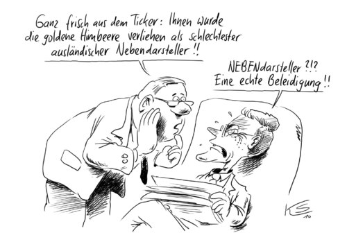 Cartoon: Nebendarsteller (medium) by Stuttmann tagged guido,westerwelle,außenminister,fdp,oscar,preisverleihung,goldene,himbeere,nebendarsteller,umfragewerte,guido westerwelle,außenminister,fdp,oscar,preisverleihung,goldene himbeere,nebendarsteller,umfragewerte,umfrage,guido,westerwelle,goldene,himbeere