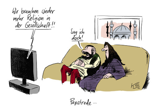 Cartoon: Papstbesuch (medium) by Stuttmann tagged pope,ratzinger,papst,benedikt,islam
