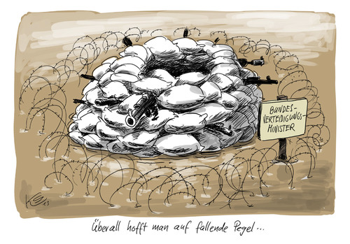 Cartoon: Pegel (medium) by Stuttmann tagged maiziere,drohnen,eurohawk,hawk,hochwasser