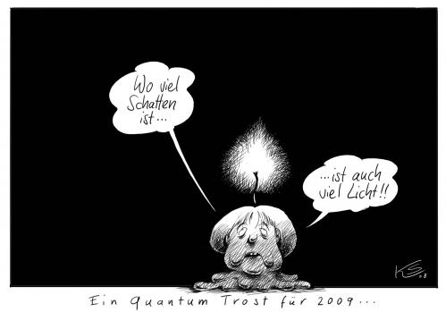 Cartoon: Quantum Trost (medium) by Stuttmann tagged 2009,merkel,2009,angela merkel,cdu,regierung,staat,politiker,schatten,licht,hoffnung,trost,kerze,amtszeit,kanzlerin,kanzler,bundeskanzler,bundeskanzlerin,zukunft,prognose,hoffnungslos,abrennen,brennen,schwarz,aussichten,angela,merkel,finanzen,geld,wirtschaft,politik,wirtschaftskrise,finanzkrise,krise,krisen