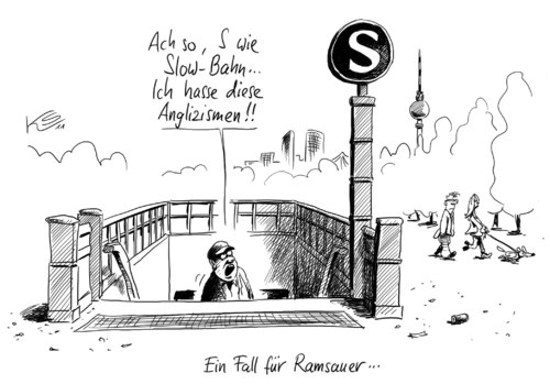 Cartoon: S-Bahn (medium) by Stuttmann tagged anglizismen,ramsauer,berlin,sbahn,sbahn,berlin,anglizismen,ramsauer,bahn,verkehr