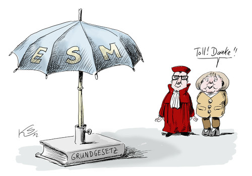 Cartoon: Schirmständer (medium) by Stuttmann tagged esm,bvg,eurokrise,merkel,rettungsschirm,grundgesetz