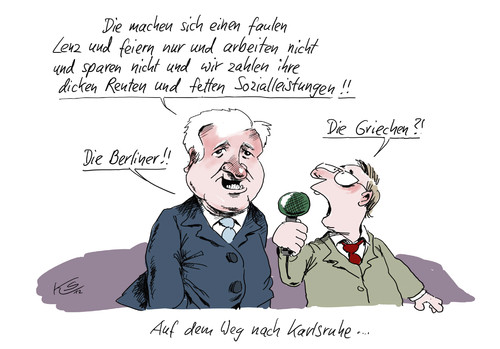 Cartoon: Seehofer (medium) by Stuttmann tagged seehofer,bayern,länderfinanzausgleich,griechenland