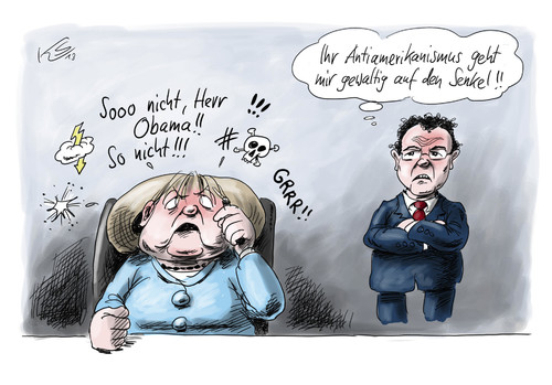 Cartoon: So nicht! (medium) by Stuttmann tagged datenüberwachung,ausspähung,nsa,abhörskandal,usa,merkel,handy,obama